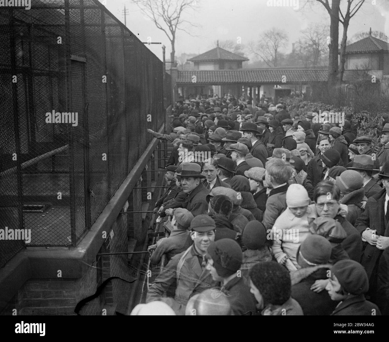 Urlaub im Zoo . Riesige Menschenmengen drängten am Feiertagsmontag in den Londoner Zoo. Die Menschenmengen rund um den Affenkäfig im Zoo , am Ostermontag . 28 März 1932 Stockfoto