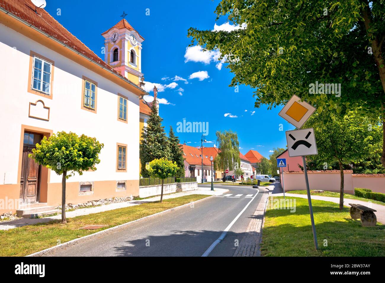 Alte barocke Stadt Varazdin Park und Sehenswürdigkeiten Blick, Stadt im Norden Kroatiens Stockfoto