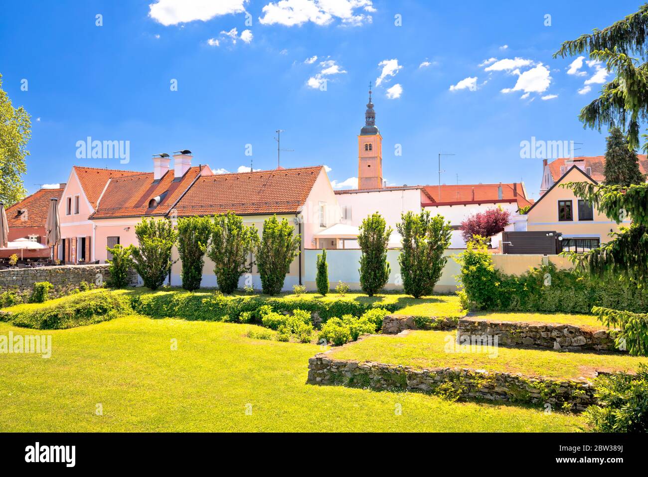 Alte barocke Stadt Varazdin Park und Sehenswürdigkeiten Blick, Stadt im Norden Kroatiens Stockfoto