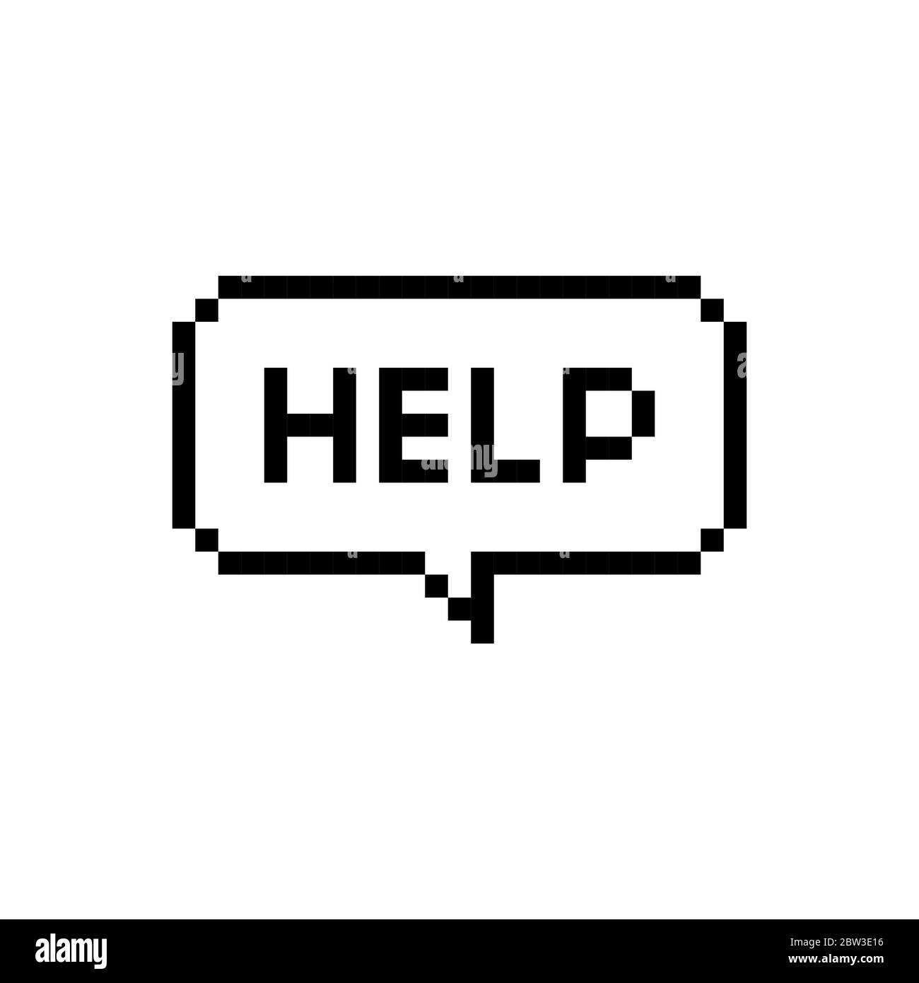 Pixel Art 8-Bit-Sprechblase sagen mir helfen auf weißem Hintergrund - isolierte Vektor-Illustration Stock Vektor