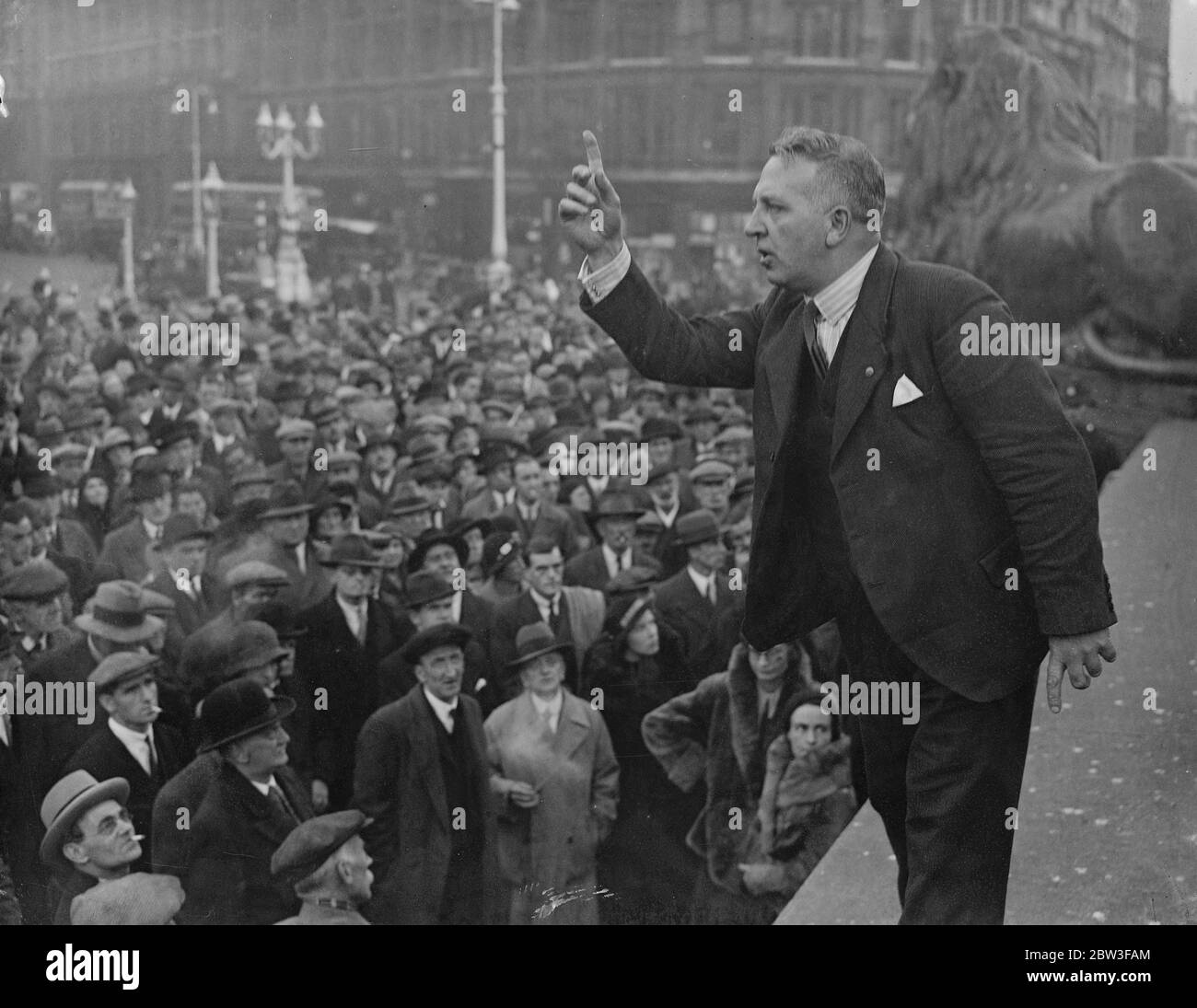 Alle Parteien vereinen sich auf dem Trafalgar Square, um gegen die Aufwiegelung der Regierung zu demonstrieren. 27 März 1934 Stockfoto