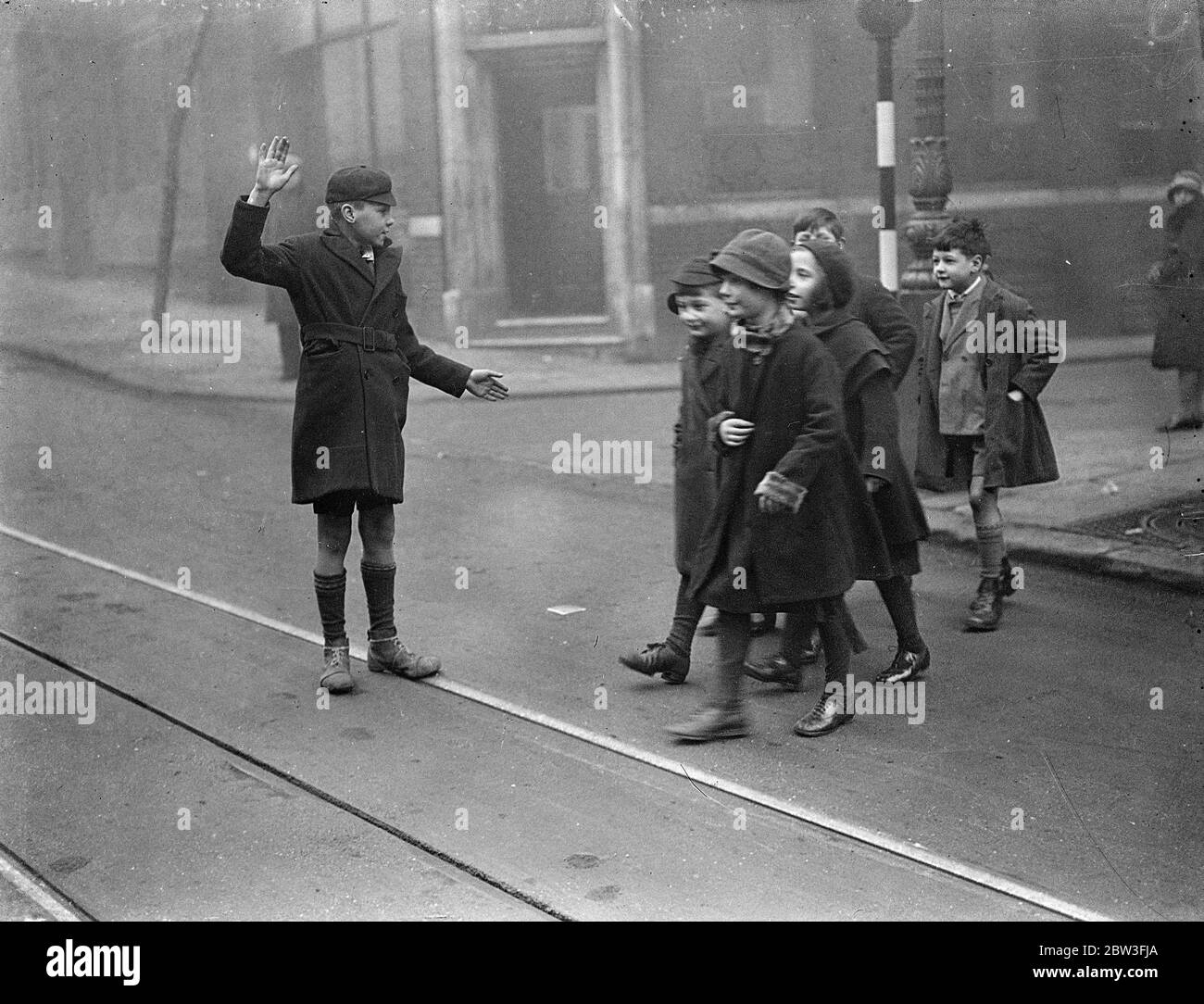 Junge Verkehrspolizei von North London Schule ernannt. 29. Januar 1935 Stockfoto