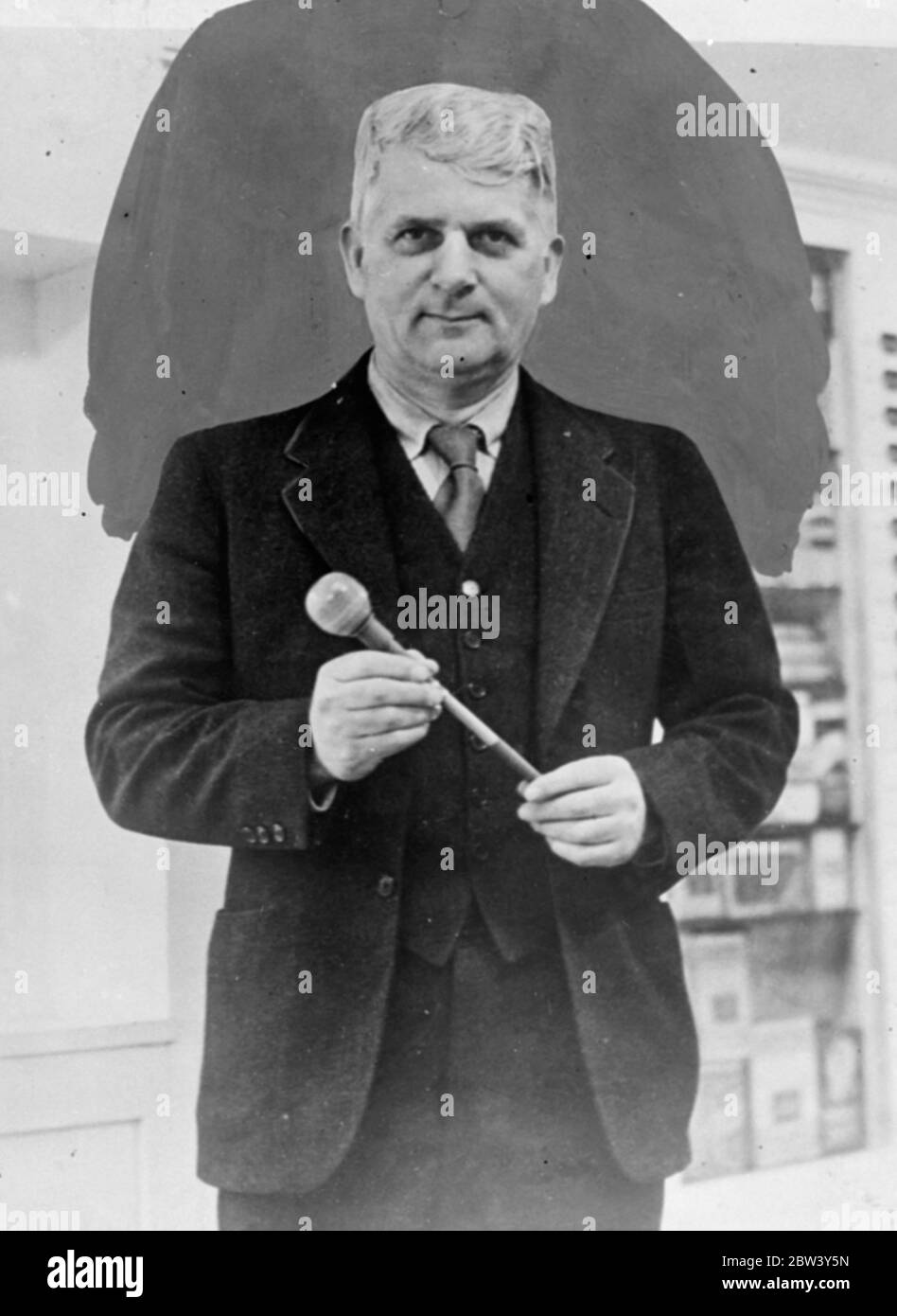 Clarence Saunders mit dem Schlüssel , ein wichtiges Merkmal des Keedoozle Store . Stockfoto