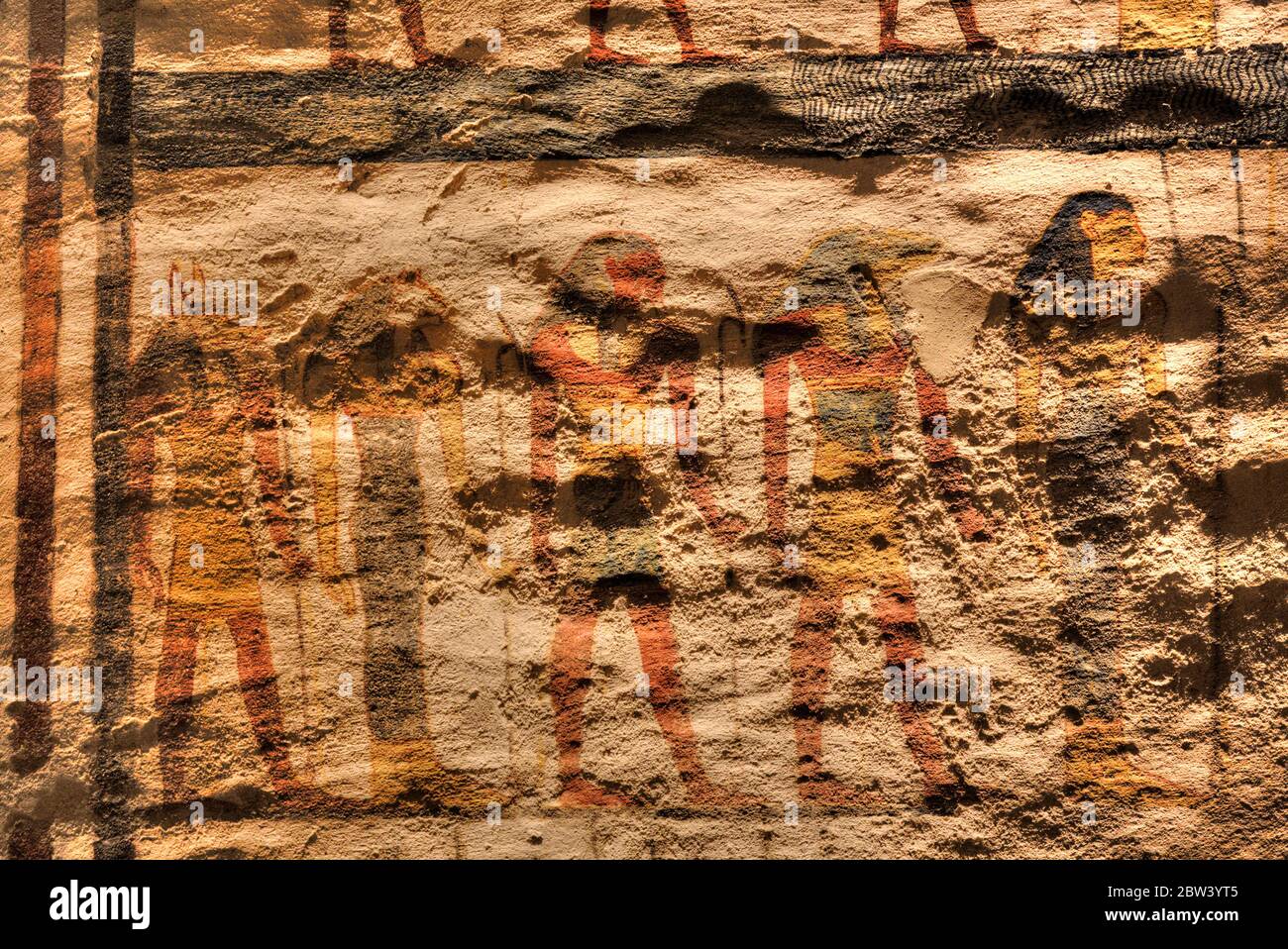 Fresken, Grabkammer, Grab von Ramses IX, KV6, Tal der Könige, UNESCO-Weltkulturerbe, Luxor, Ägypten Stockfoto