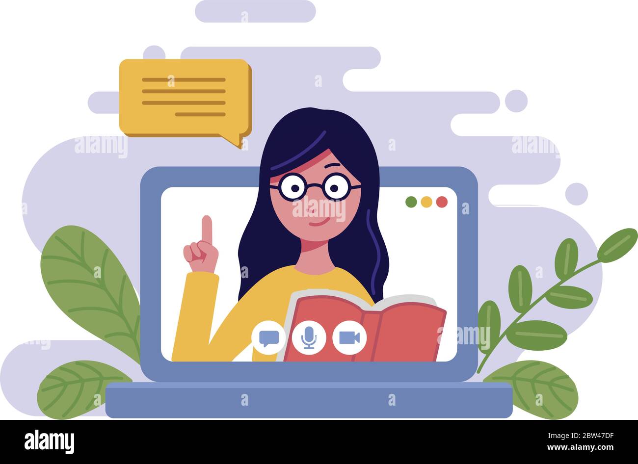 Dozent Lehre Online-Klasse Online-Bildung Webcam Stock Vektor