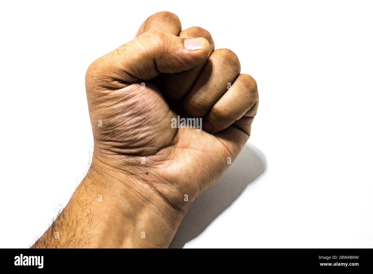 Ein Bild der Hand auf weißem Hintergrund Stockfoto