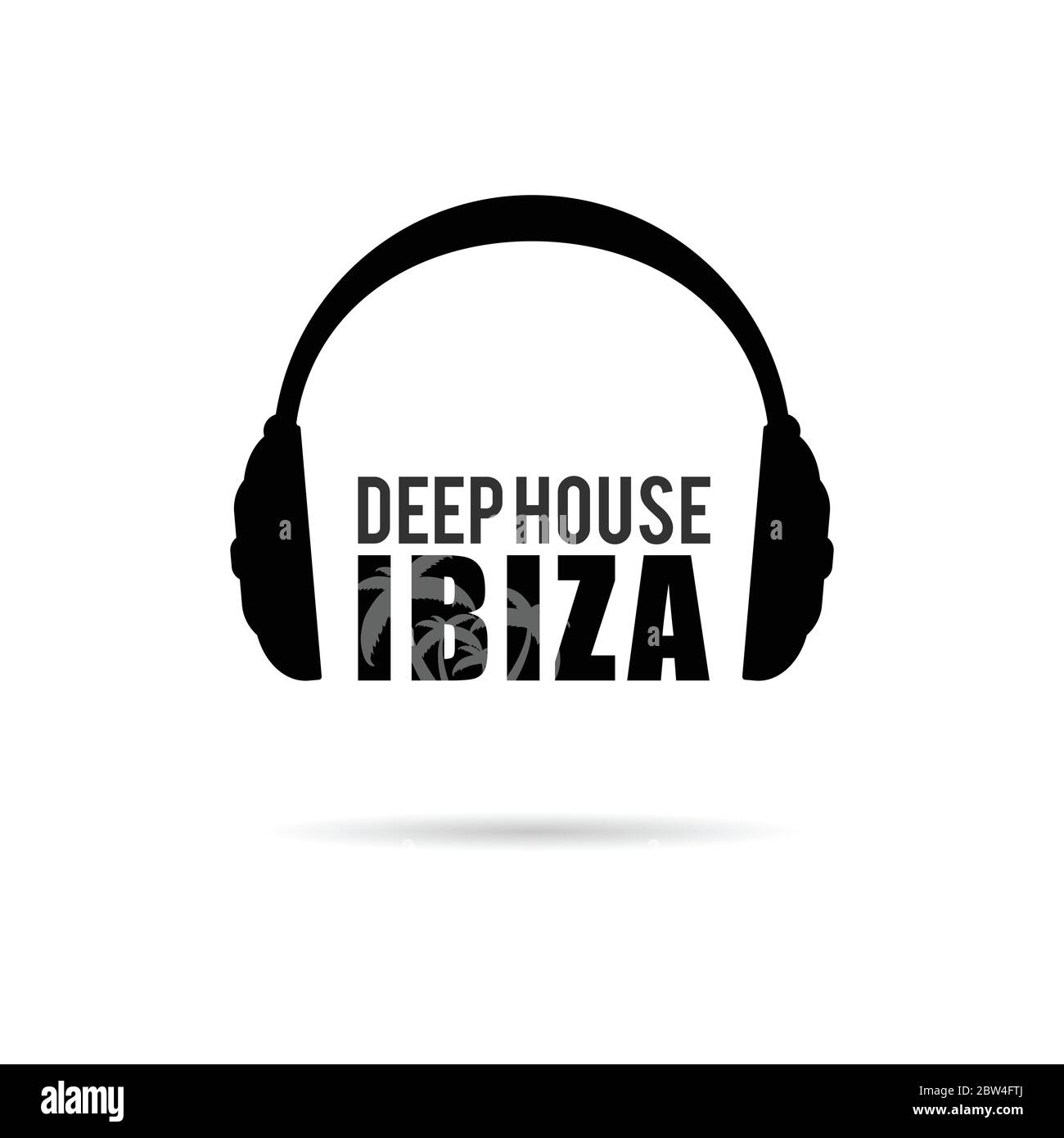 Mikrofon Deep House ibiza in schwarzer Farbe Illustration auf weiß Stock Vektor