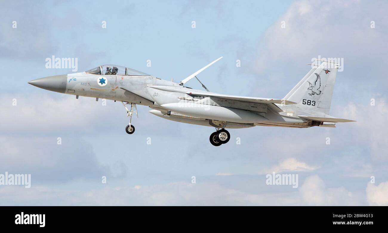MDD F-15C Eagle, 583, von 133 Sqn, israelische Luftwaffe bei RAF Waddington während der Übung Cobra Warrior, Waddington, Großbritannien, 4. September 2019. Stockfoto