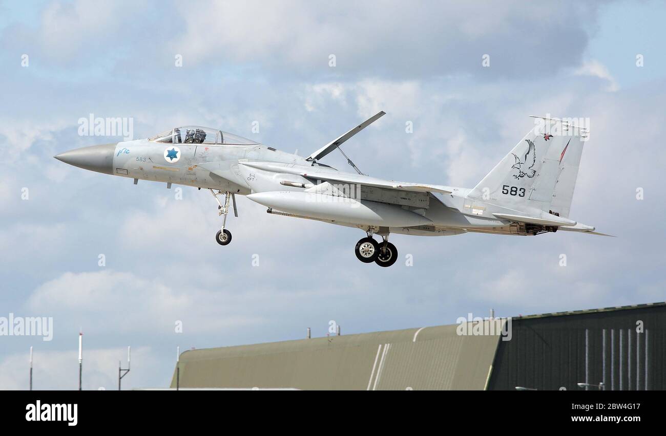 MDD F-15C Eagle, 583, von 133 Sqn, israelische Luftwaffe bei RAF Waddington während der Übung Cobra Warrior, Waddington, Großbritannien, 4. September 2019. Stockfoto