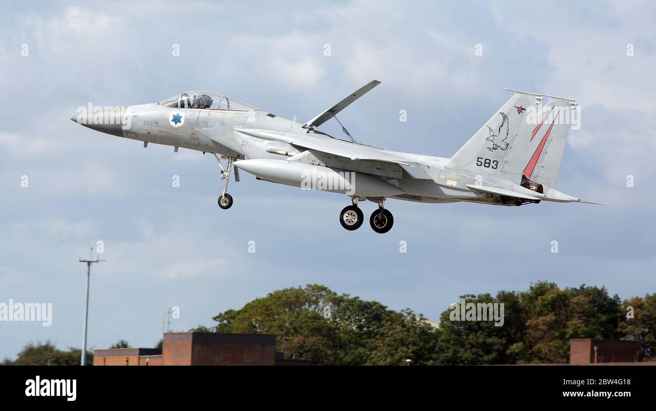 MDD F-15C Eagle, 583, von 133 Sqn, israelische Luftwaffe bei RAF Waddington während der Übung Cobra Warrior, Waddington, Großbritannien, 4. September 2019. Stockfoto