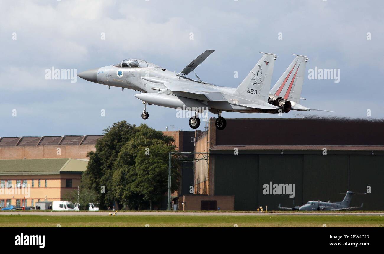 MDD F-15C Eagle, 583, von 133 Sqn, israelische Luftwaffe bei RAF Waddington während der Übung Cobra Warrior, Waddington, Großbritannien, 4. September 2019. Stockfoto