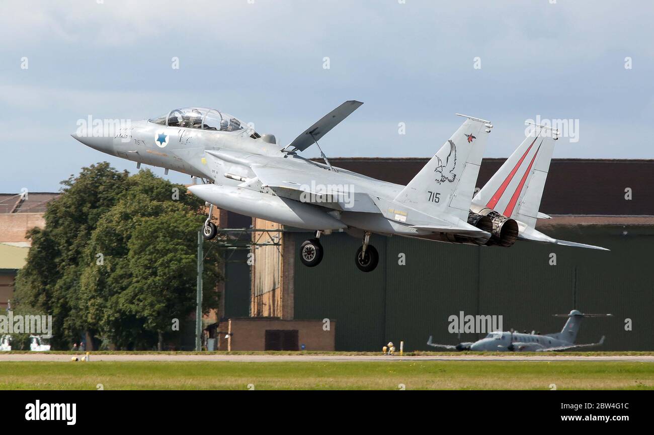MDD F-15D Eagle, 715, von 133 Sqn, israelische Luftwaffe bei RAF Waddington während der Übung Cobra Warrior, Waddington, Großbritannien, 4. September 2019. Stockfoto