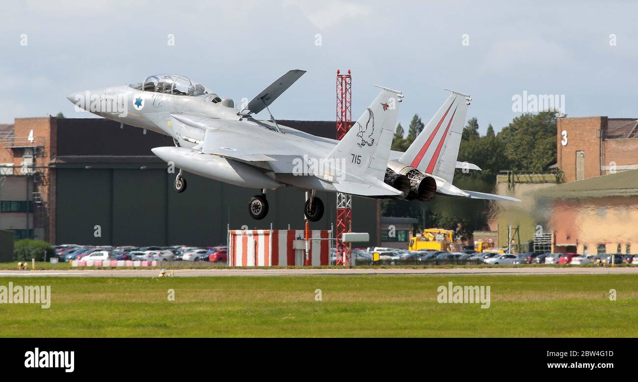 MDD F-15D Eagle, 715, von 133 Sqn, israelische Luftwaffe bei RAF Waddington während der Übung Cobra Warrior, Waddington, Großbritannien, 4. September 2019. Stockfoto