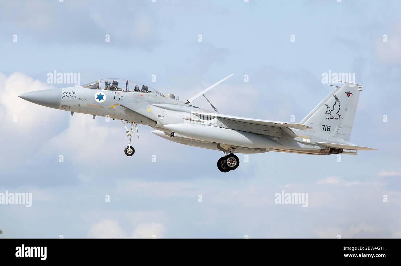 MDD F-15D Eagle, 715, der 133 Sqn, israelische Luftwaffe bei RAF Waddington während der Übung Cobra Warrior, Waddington, Großbritannien, 4. September 20 Stockfoto