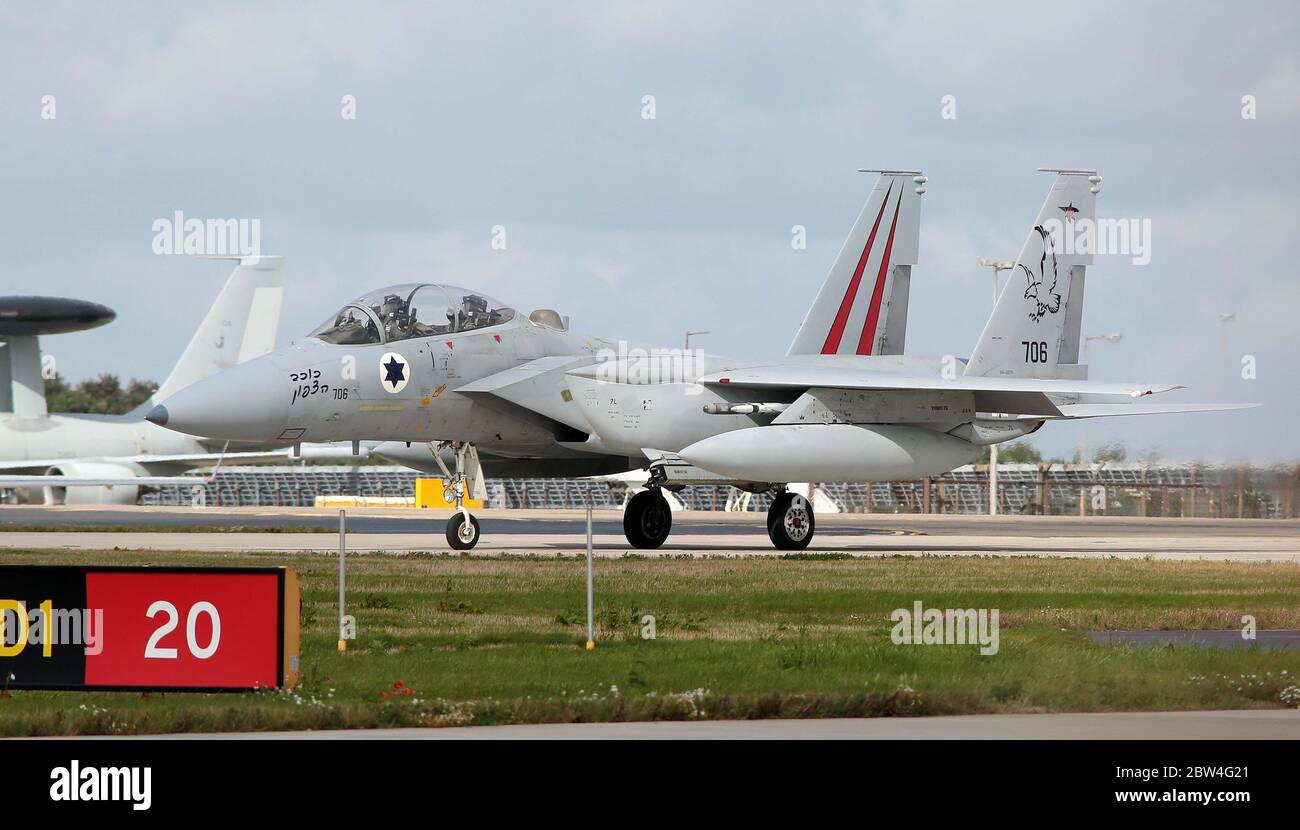 MDD F-15D Eagle, 706, der 133 Sqn, israelische Luftwaffe bei RAF Waddington während der Übung Cobra Warrior, Waddington, Großbritannien, 4. September 20 Stockfoto