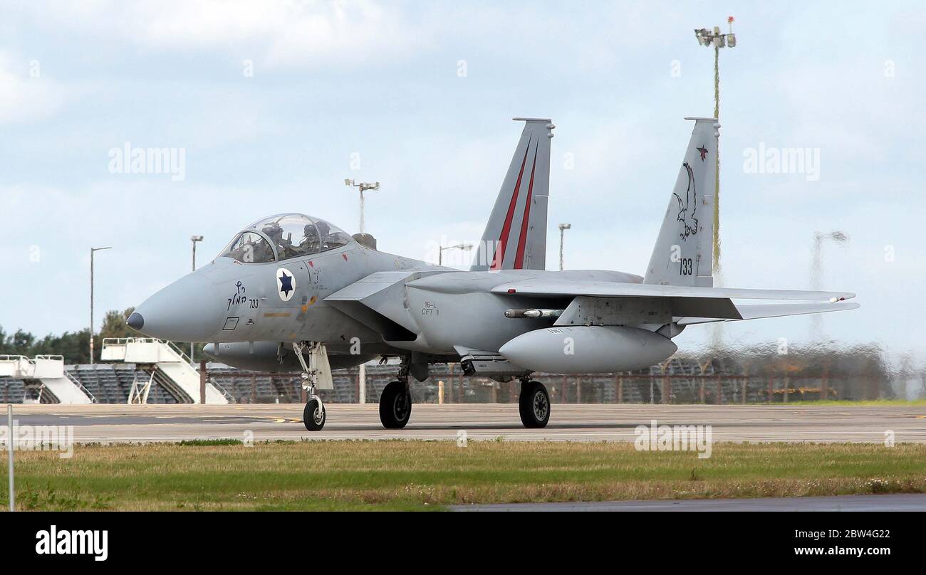 MDD F-15D Eagle, 733, der 133 Sqn, israelische Luftwaffe bei RAF Waddington während der Übung Cobra Warrior, Waddington, Großbritannien, 4. September 20 Stockfoto