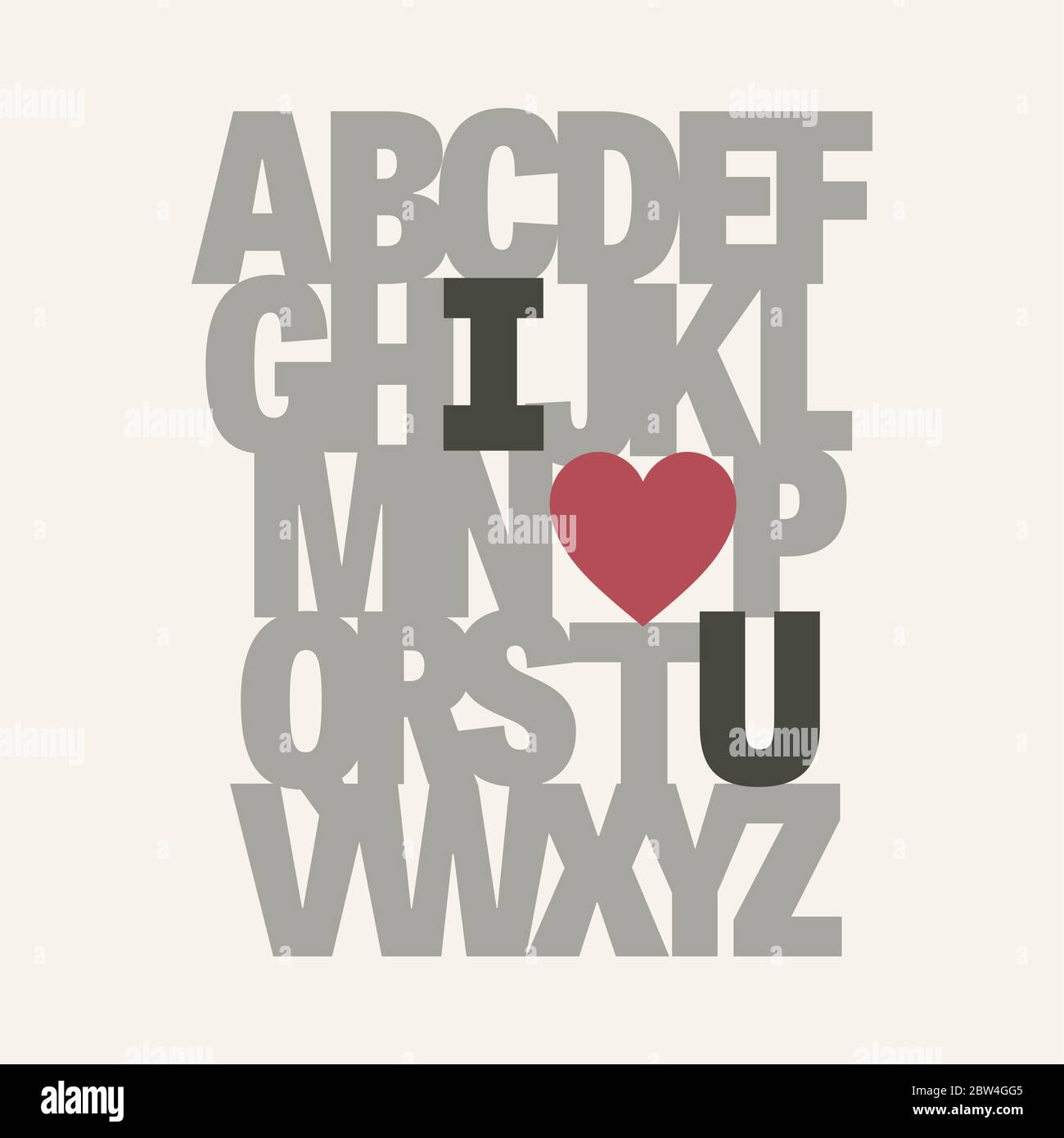 Alphabet Ich liebe dich. Valentinsbotschaft. Stock Vektor