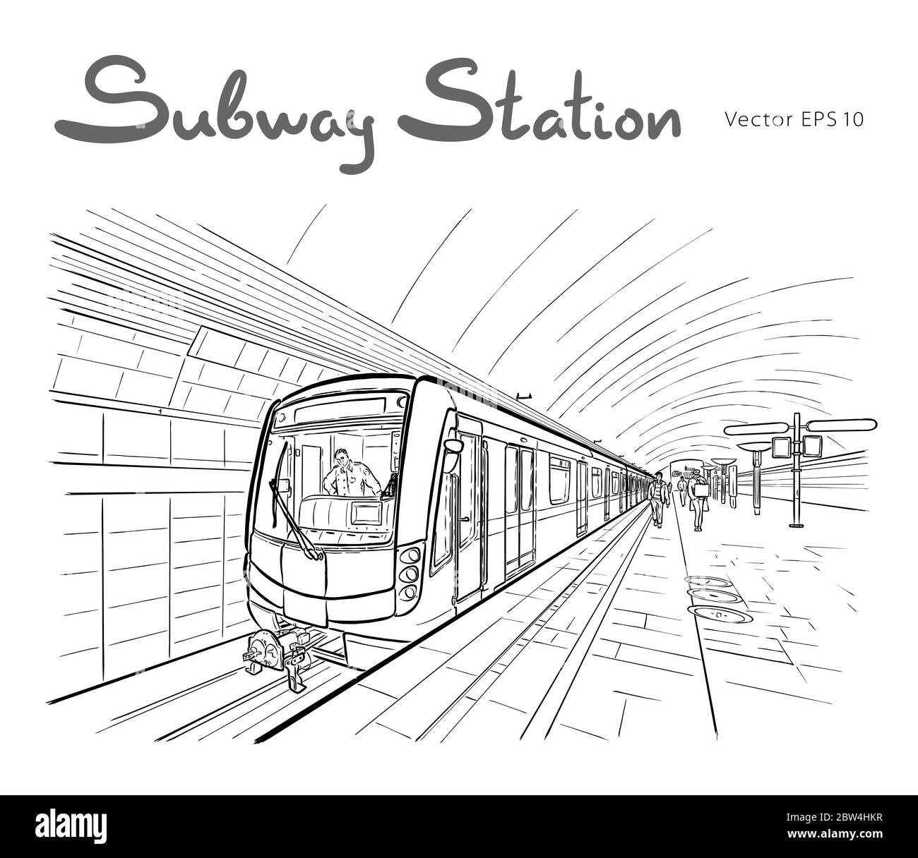 Hand gezeichnete Skizze von der U-Bahn station Abbildung Stock Vektor