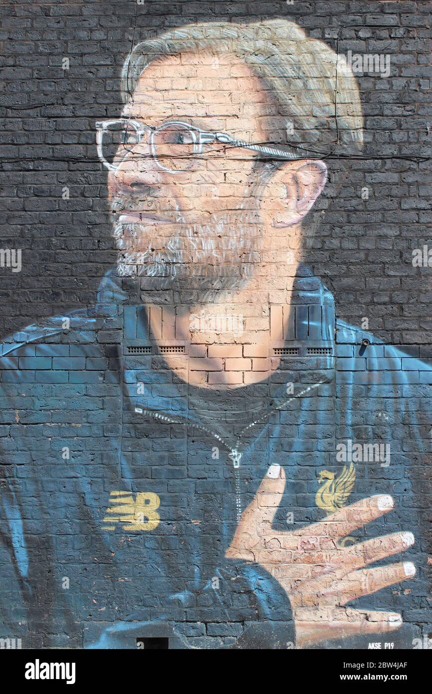 Jurgen Klopp Graffiti des französischen Künstlers Akse Stockfoto