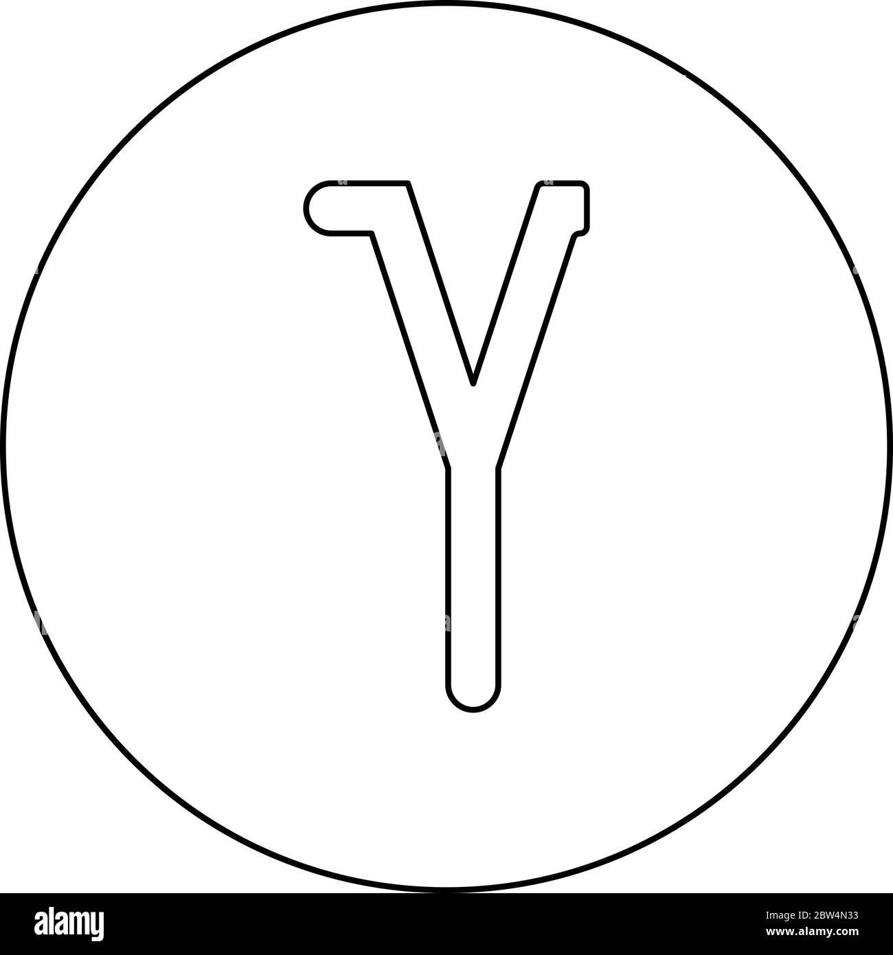 Gamma griechisch Symbol kleiner Buchstabe Kleinbuchstaben Schrift Symbol im Kreis runde Kontur schwarz Farbe Vektor Illustration flach Stil einfaches Bild Stock Vektor