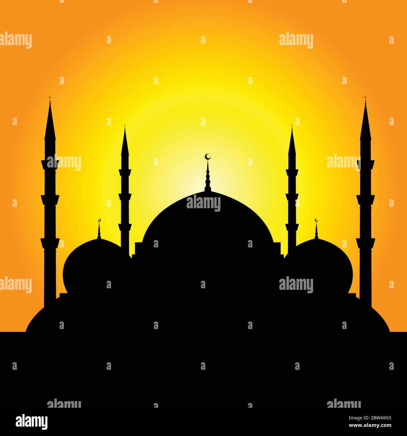 istanbul Moschee Silhouette Illustration Teil zwei in bunten Stock Vektor