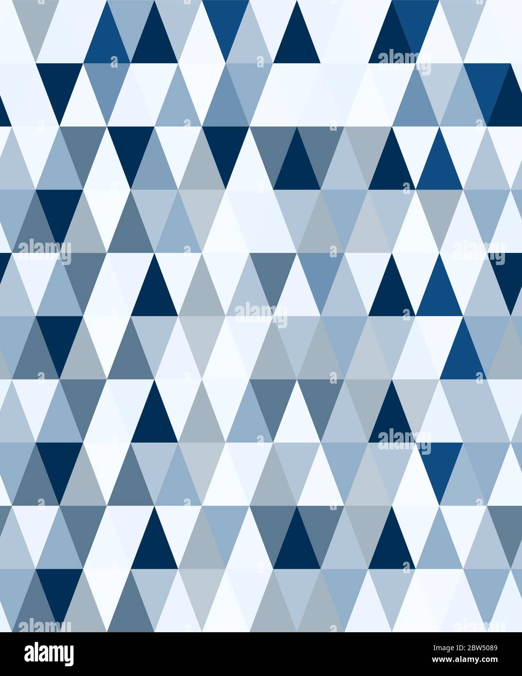 Moderne minimalistische geometrische nahtlose Muster mit Dreiecken in klassischen Blautönen gefärbt. Abstraktes geometrisches zeitgenössisches Vektormuster. Stock Vektor