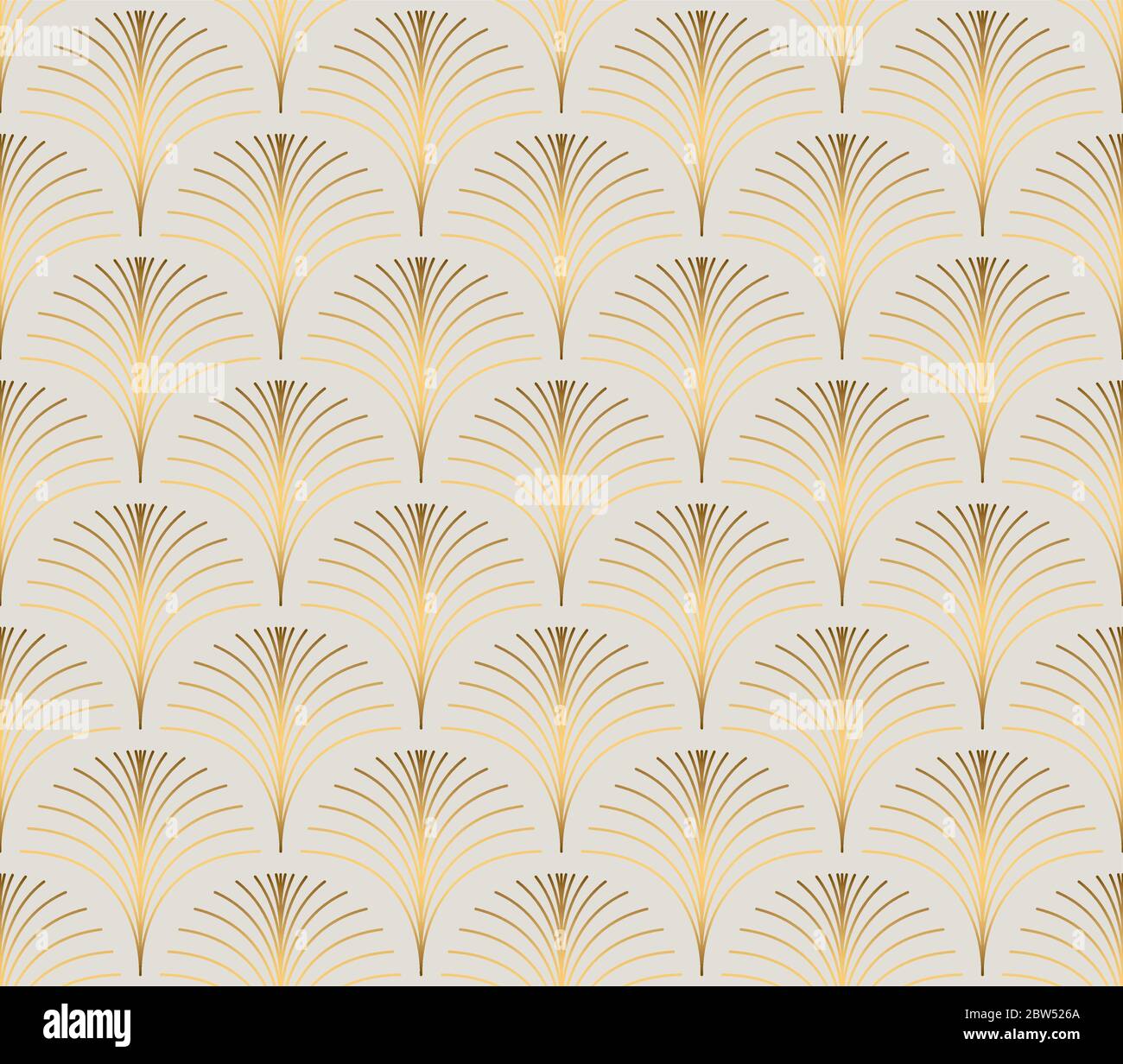 Vintage-Stil elegante florale Art Deco wiederholen Fan-Muster / stilisierte Palme Blatt in golden metallischen Verlauf auf hellem Hintergrund. Nahtlose Art-Deco-Einrichtung Stock Vektor