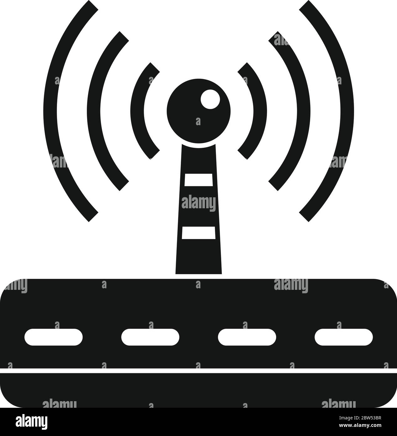 Strahlungssymbol des WiFi-Routers. Einfache Illustration von WiFi Router Strahlungsvektor Symbol für Web-Design isoliert auf weißem Hintergrund Stock Vektor