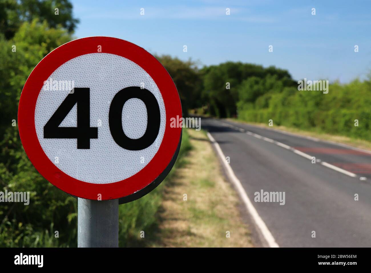 40 MPH Geschwindigkeitsbegrenzungszeichen Stockfoto