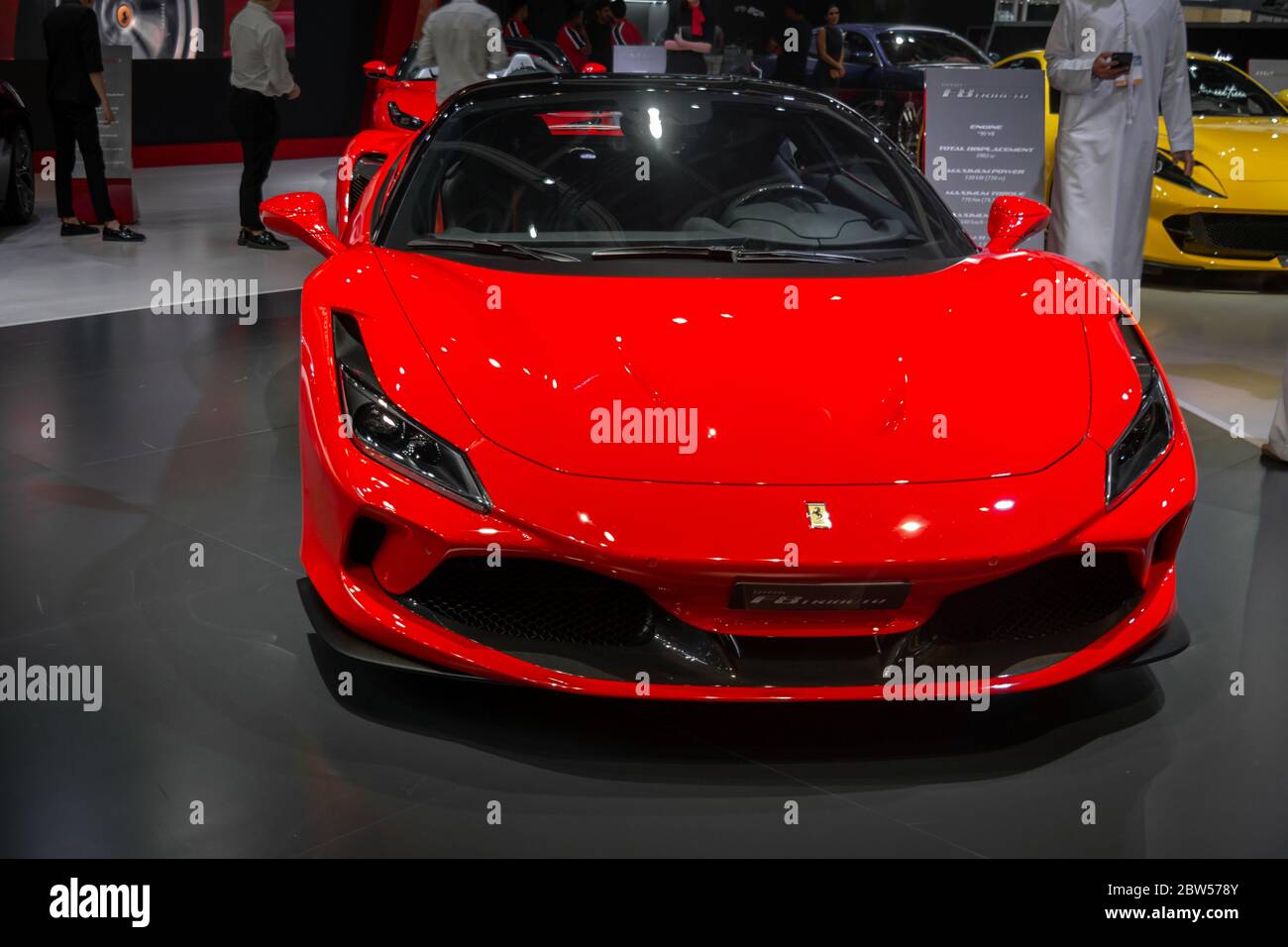 Epic Red Ferrari - brandneuer Ferrari F8 Tributo, Mittelmotor hinten Antrieb Sportwagen Stockfoto