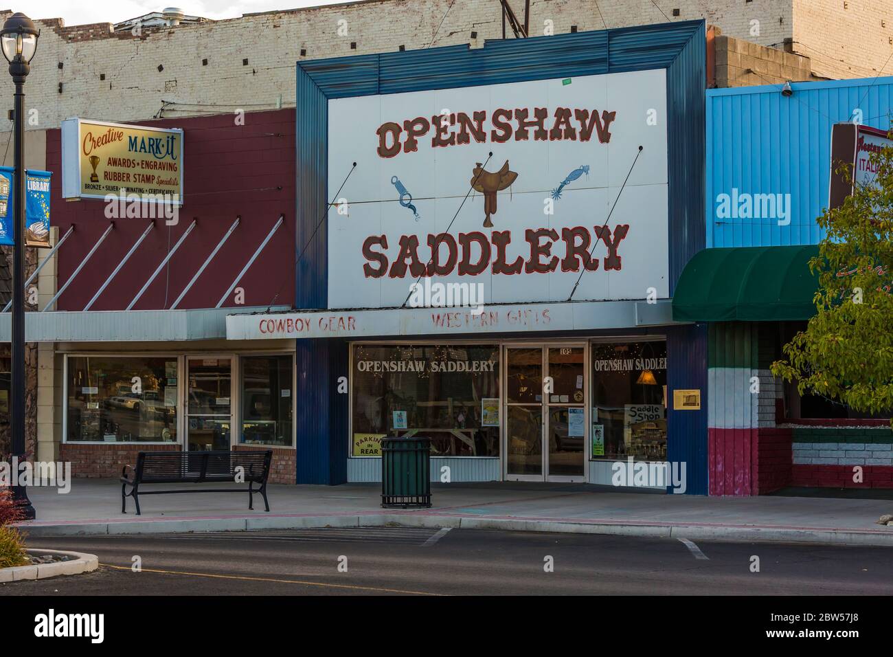 Openshaw Saddlery Store in Fallon, Nevada, USA [Keine Eigentumsfreigabe; nur für redaktionelle Lizenzierung verfügbar] Stockfoto