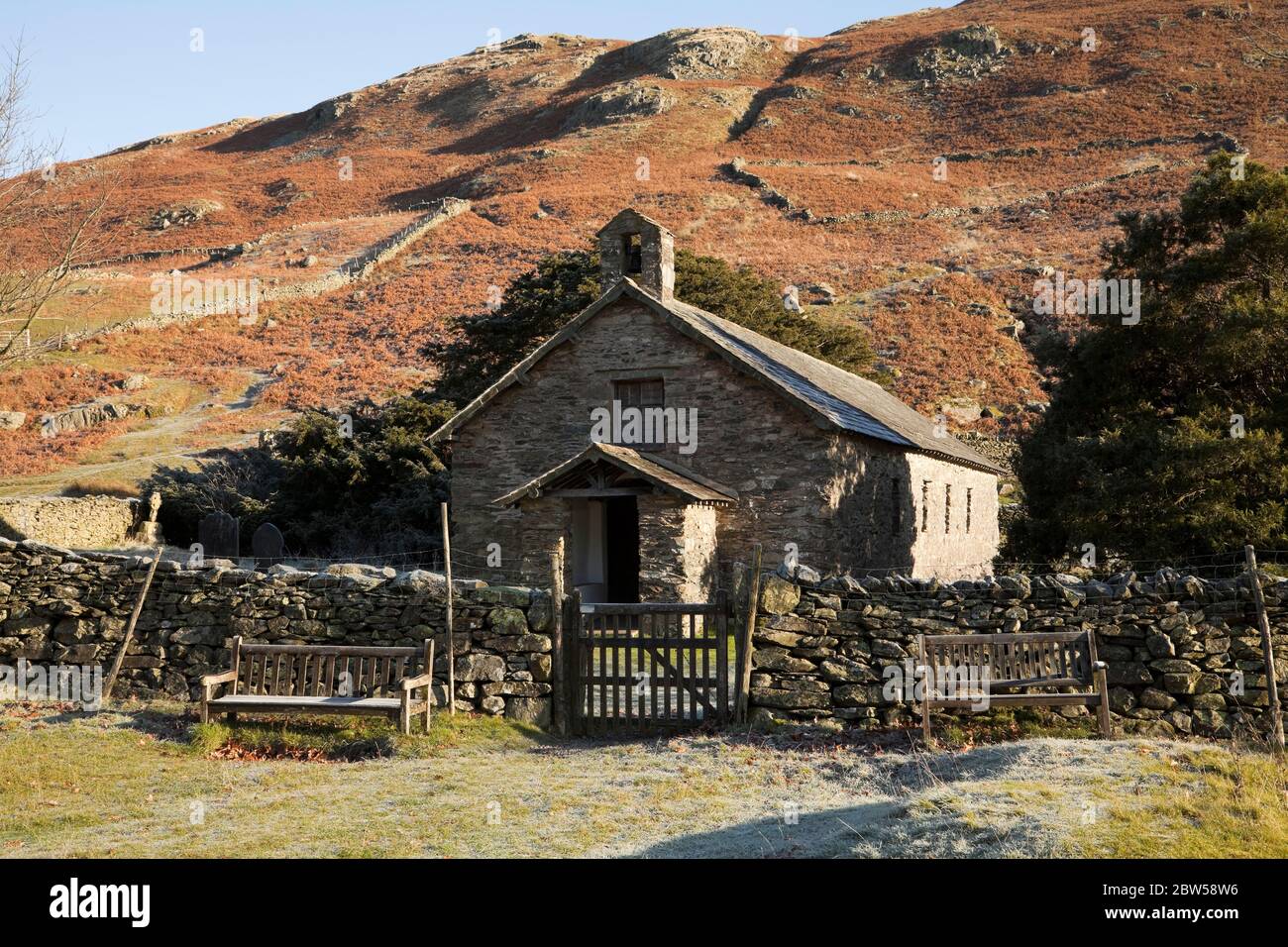 Martindale Alte Kirche im englischen Lake District Stockfoto