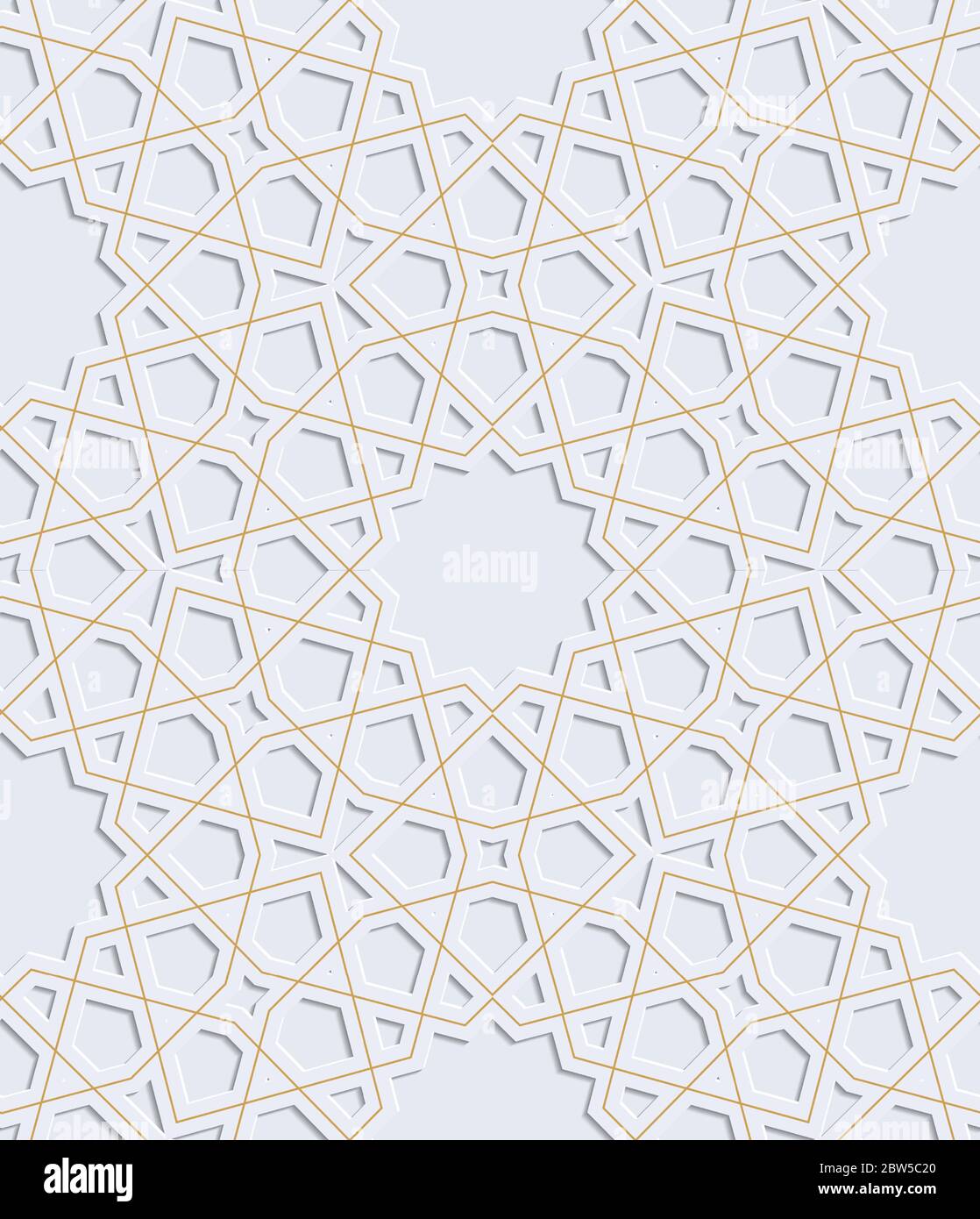 Geprägtes Ornament. Arabisches Muster. Grau mit Gold. Stock Vektor