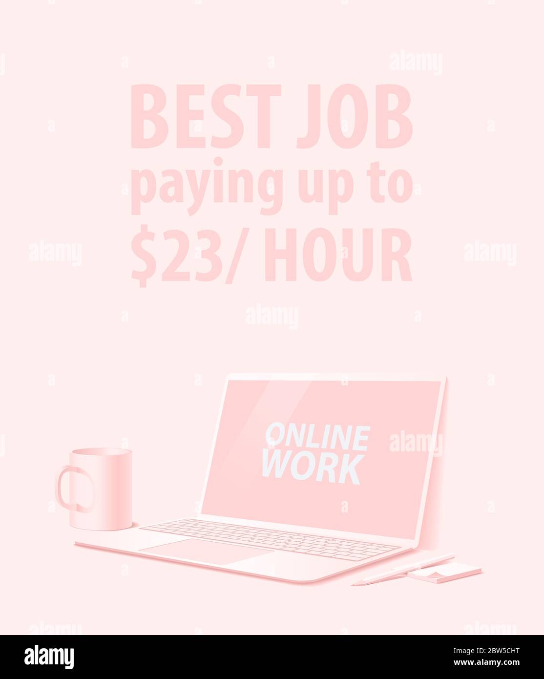 Vertikales Banner zum Thema Stundenarbeit online für soziale Netzwerke. Moderner Stil. Vektorgrafik Stock Vektor