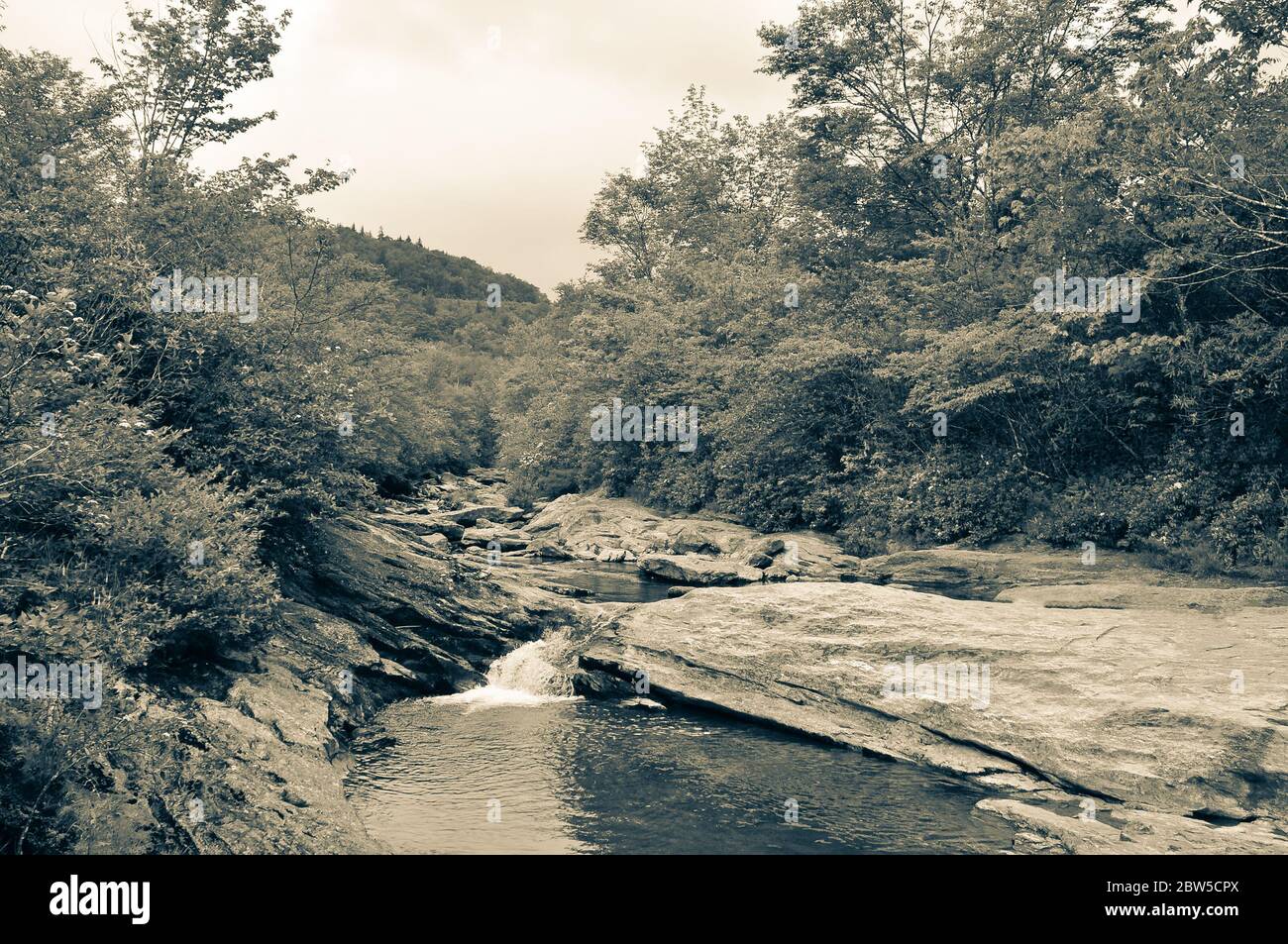 Verlassenen Fluss in Sepia Farben Stockfoto