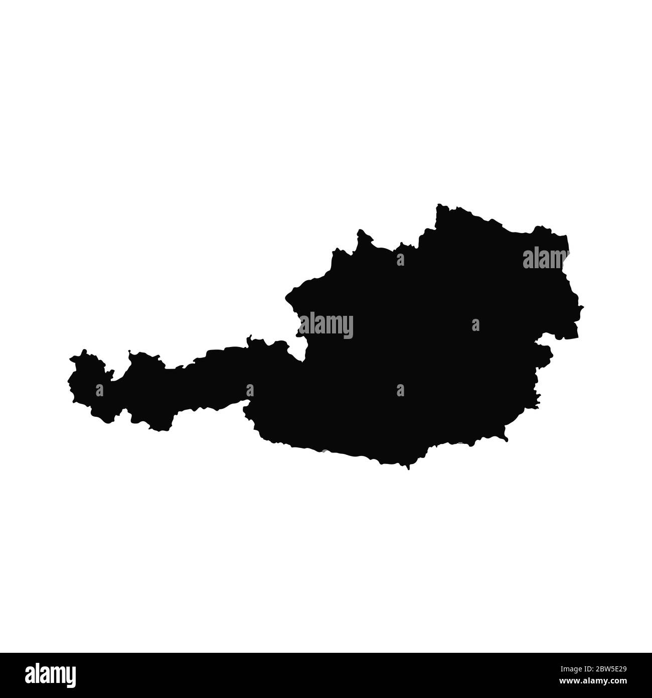 Vektorkarte Österreich. Isolierte Vektorgrafik. Schwarz auf weißem Hintergrund. EPS 10-Abbildung. Stock Vektor