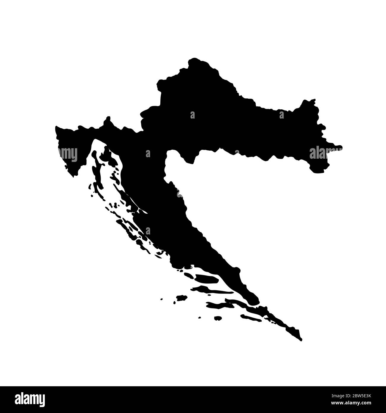 Vektorkarte Kroatien. Isolierte Vektorgrafik. Schwarz auf weißem Hintergrund. EPS 10-Abbildung. Stock Vektor