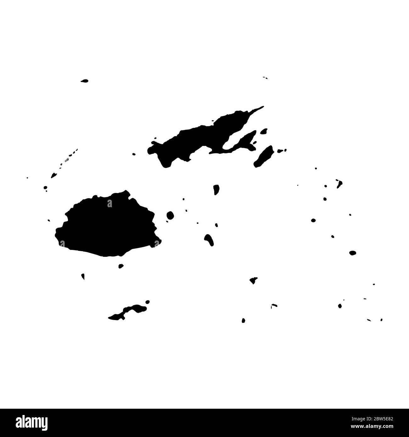 Vektorkarte Fidschi. Isolierte Vektorgrafik. Schwarz auf weißem Hintergrund. EPS 10-Abbildung. Stock Vektor