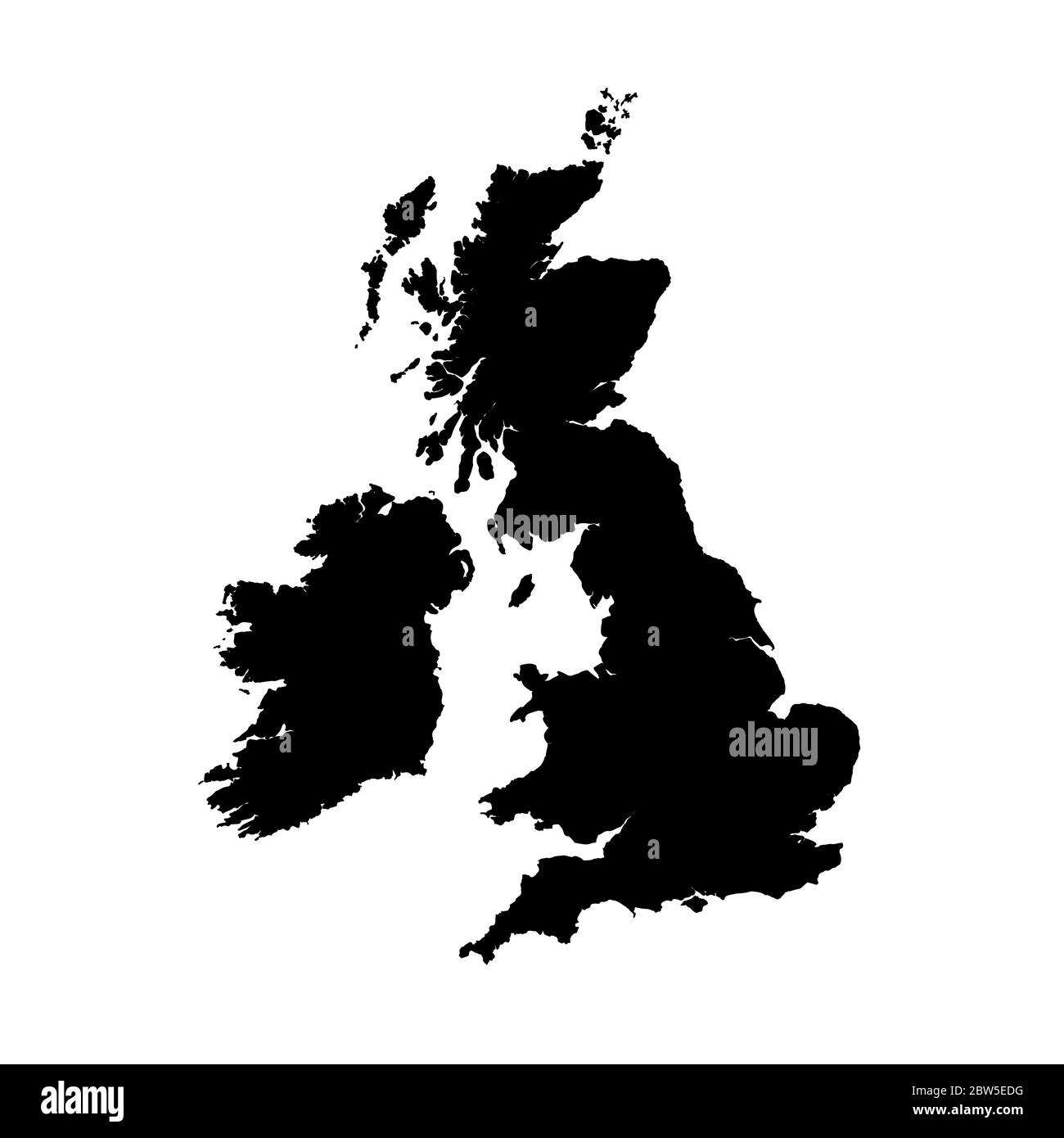 Vektorkarte Großbritannien. Isolierte Vektorgrafik. Schwarz auf weißem Hintergrund. EPS 10-Abbildung. Stock Vektor