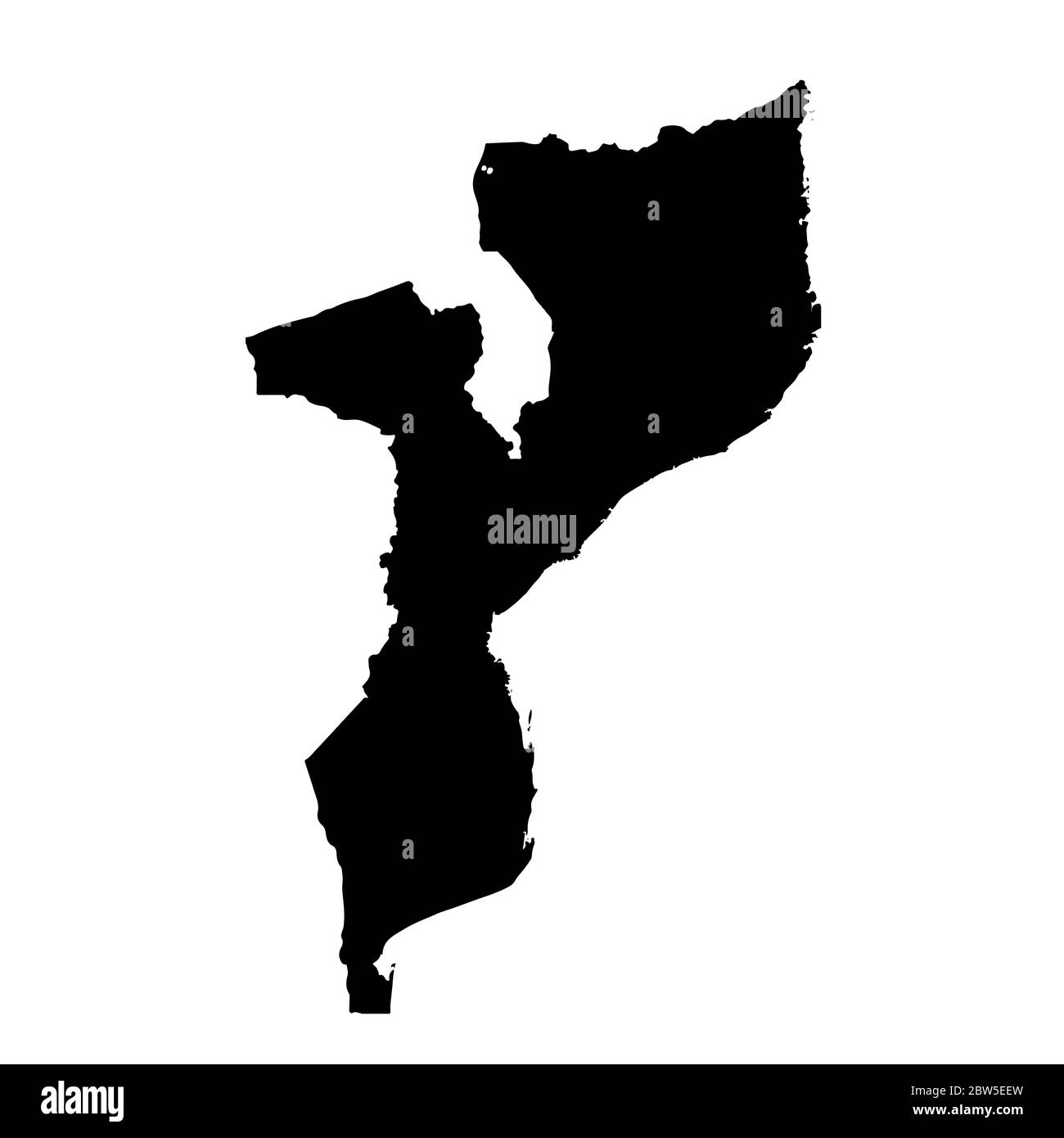 Vektorkarte Mosambik. Isolierte Vektorgrafik. Schwarz auf weißem Hintergrund. EPS 10-Abbildung. Stock Vektor