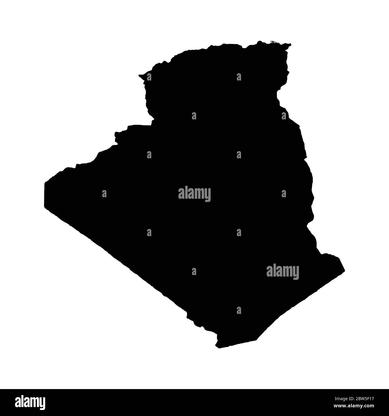Vektorkarte Algerien. Land und Hauptstadt. Isolierte Vektorgrafik. Schwarz auf weißem Hintergrund. EPS 10-Abbildung. Stock Vektor