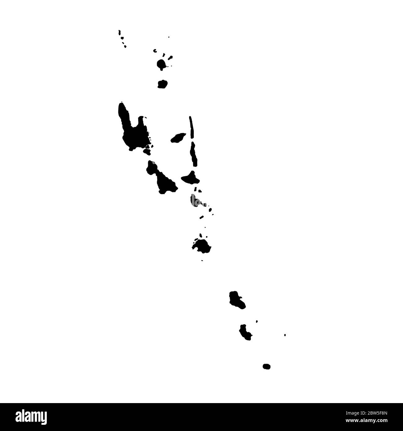 Vektorkarte Vanuatu. Isolierte Vektorgrafik. Schwarz auf weißem Hintergrund. EPS 10-Abbildung. Stock Vektor