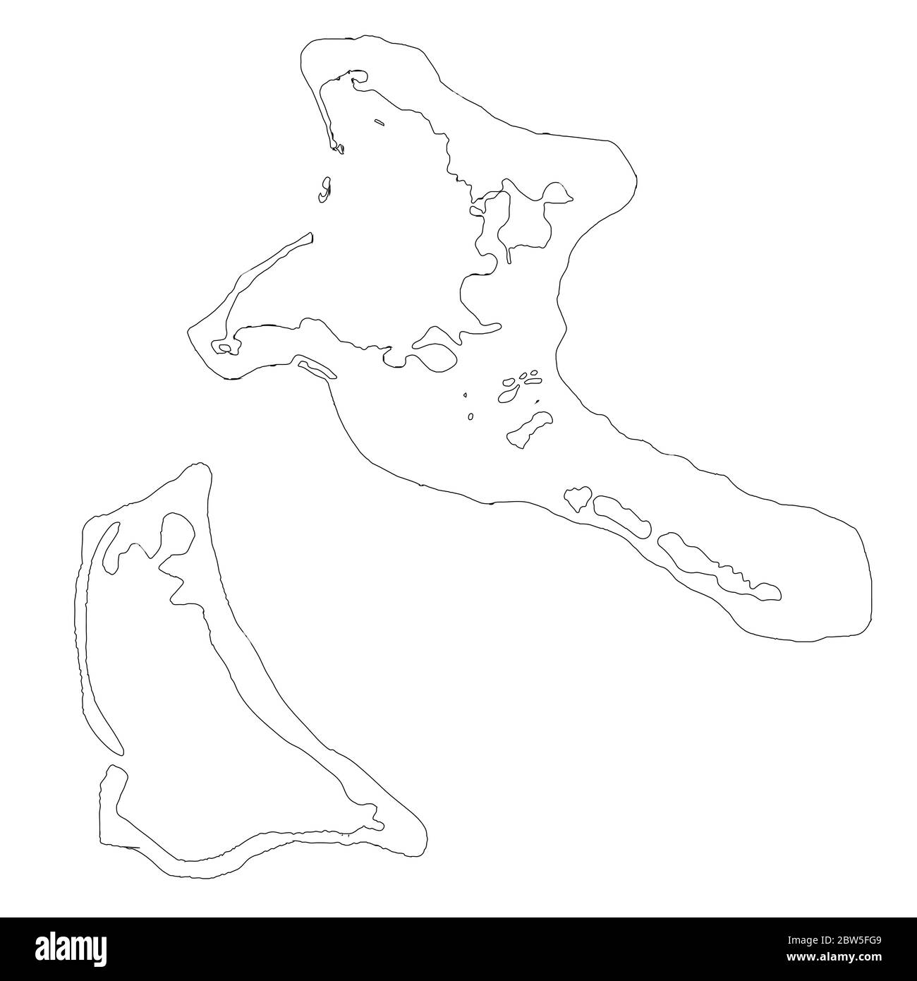 Vektorkarte Kiribati und South Tarawa. Land und Hauptstadt. Isolierte Vektorgrafik. Übersicht. EPS 10-Abbildung. Stock Vektor