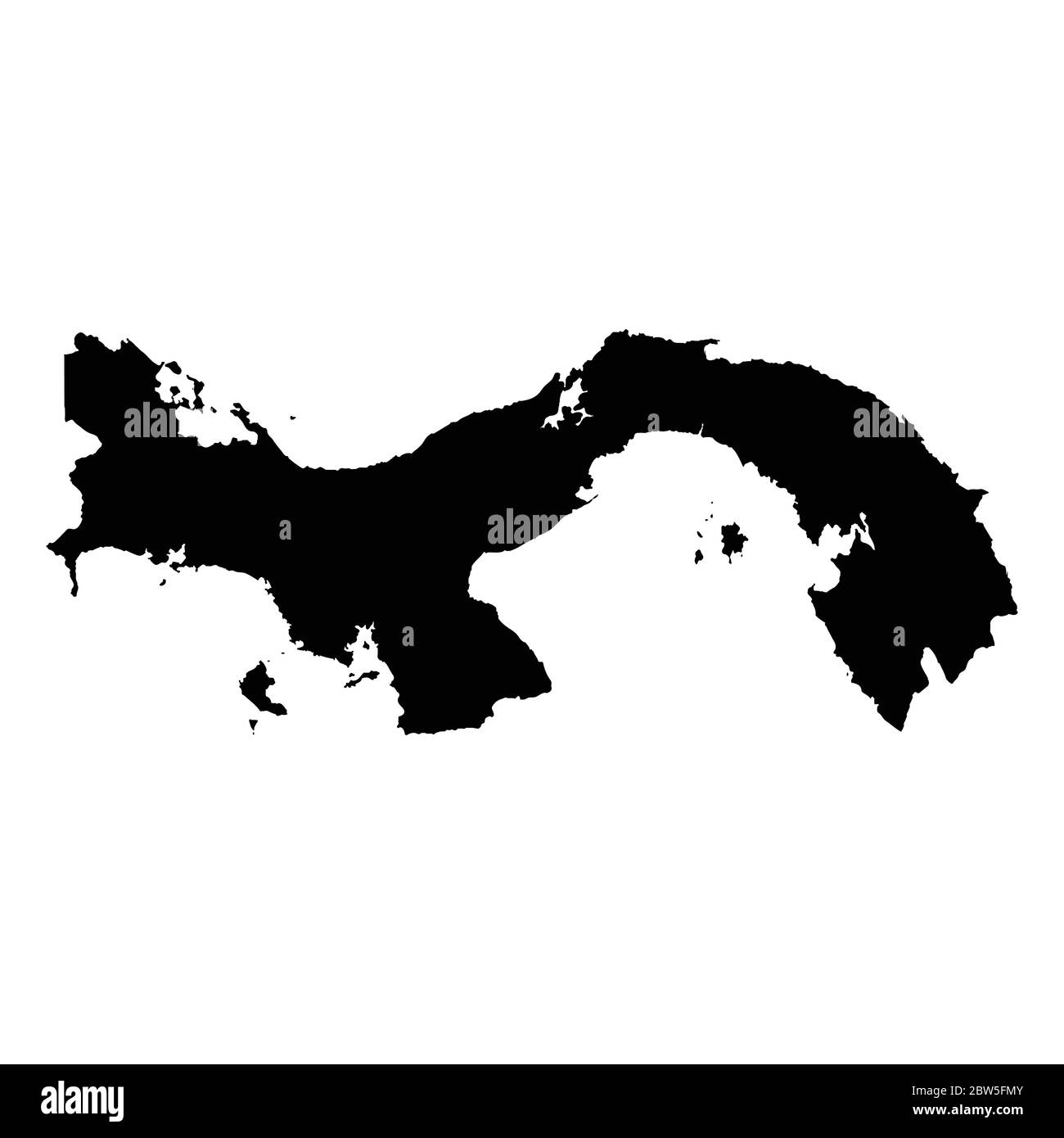 Vektorkarte Panama. Land und Hauptstadt. Isolierte Vektorgrafik. Schwarz auf weißem Hintergrund. EPS 10-Abbildung. Stock Vektor