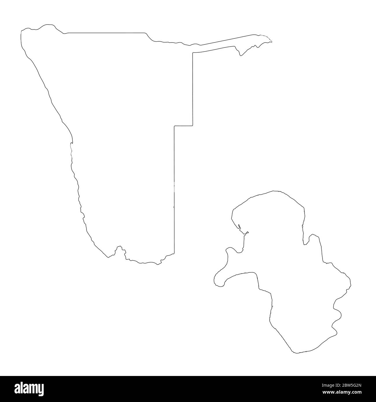 Vektorkarte Namibia und Windhoek. Land und Hauptstadt. Isolierte Vektorgrafik. Übersicht. EPS 10-Abbildung. Stock Vektor