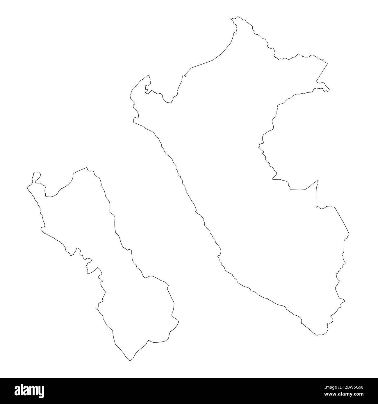 Vektorkarte Peru und Lima. Land und Hauptstadt. Isolierte Vektorgrafik. Übersicht. EPS 10-Abbildung. Stock Vektor