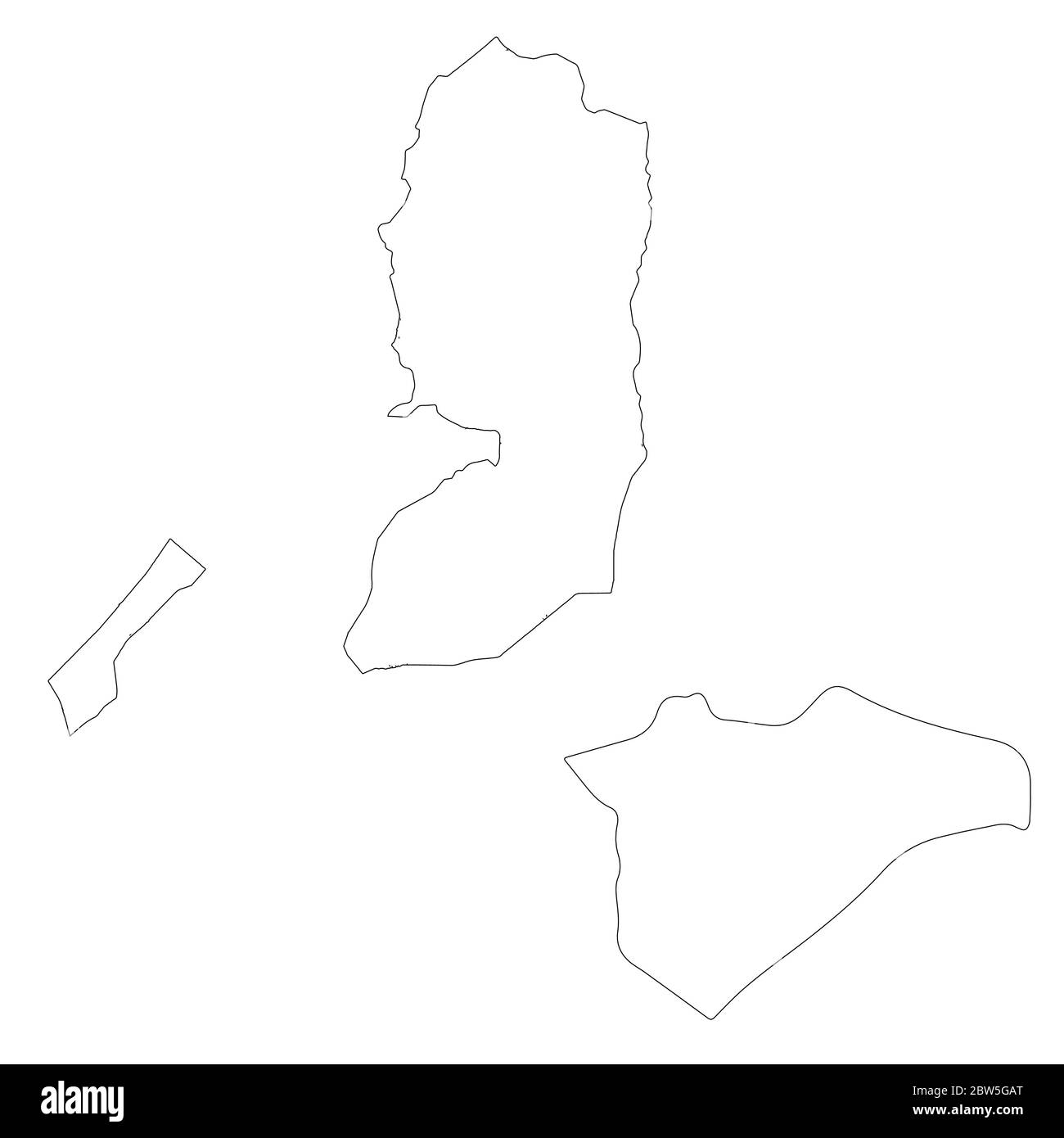 Vektorkarte Staat Palästina und Jerusalem. Land und Hauptstadt. Isolierte Vektorgrafik. Übersicht. EPS 10-Abbildung. Stock Vektor