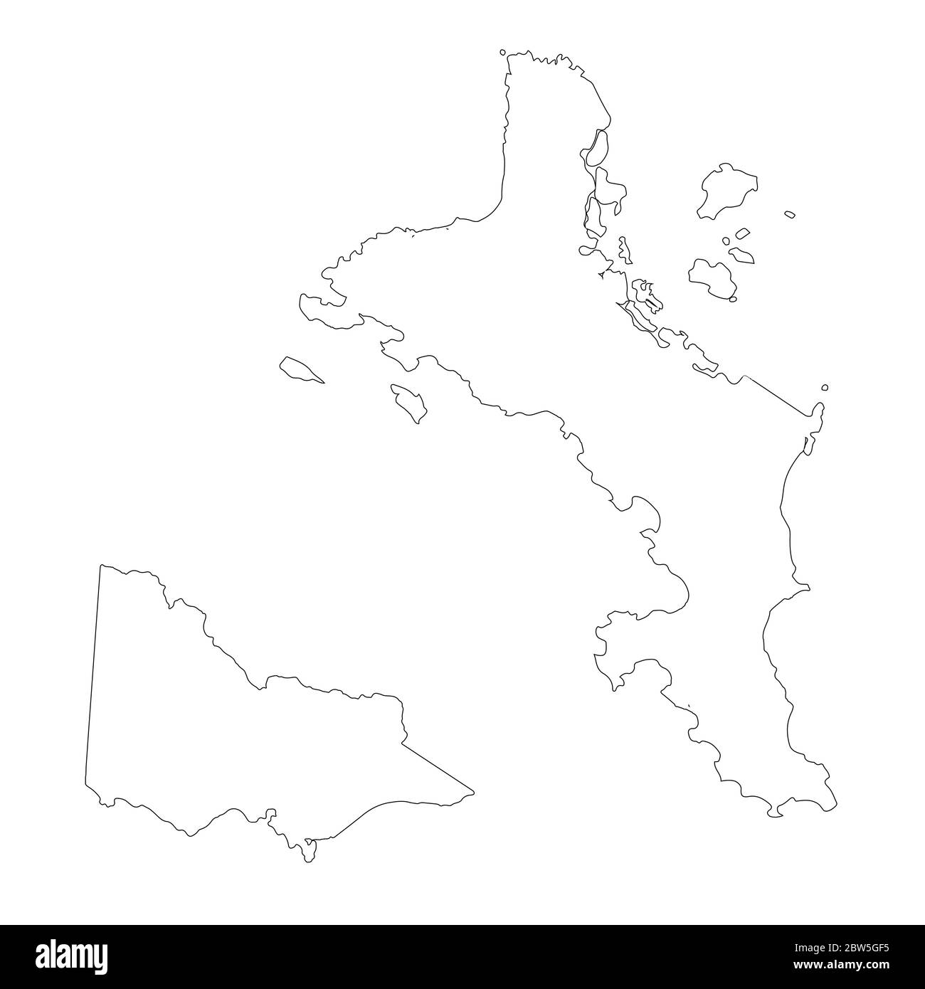 Vektorkarte Seychellen und Victoria. Land und Hauptstadt. Isolierte Vektorgrafik. Übersicht. EPS 10-Abbildung. Stock Vektor