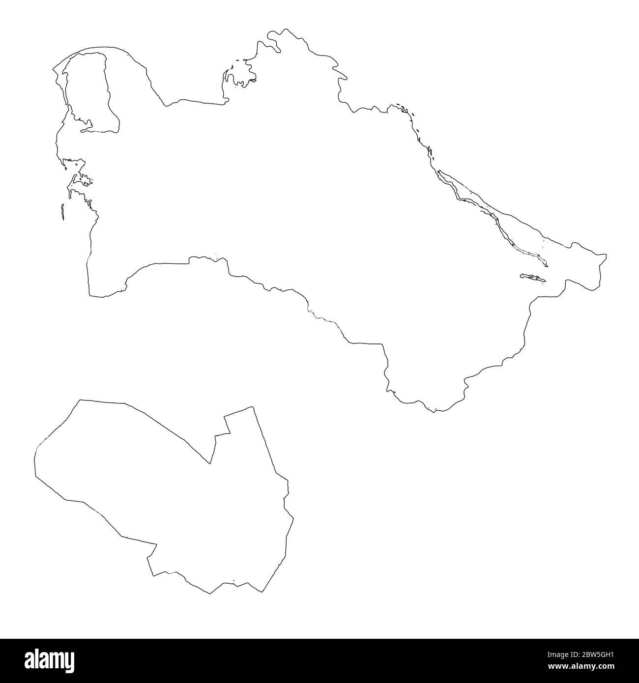 Vektorkarte Turkmenistan und Aschgabat. Land und Hauptstadt. Isolierte Vektorgrafik. Übersicht. EPS 10-Abbildung. Stock Vektor