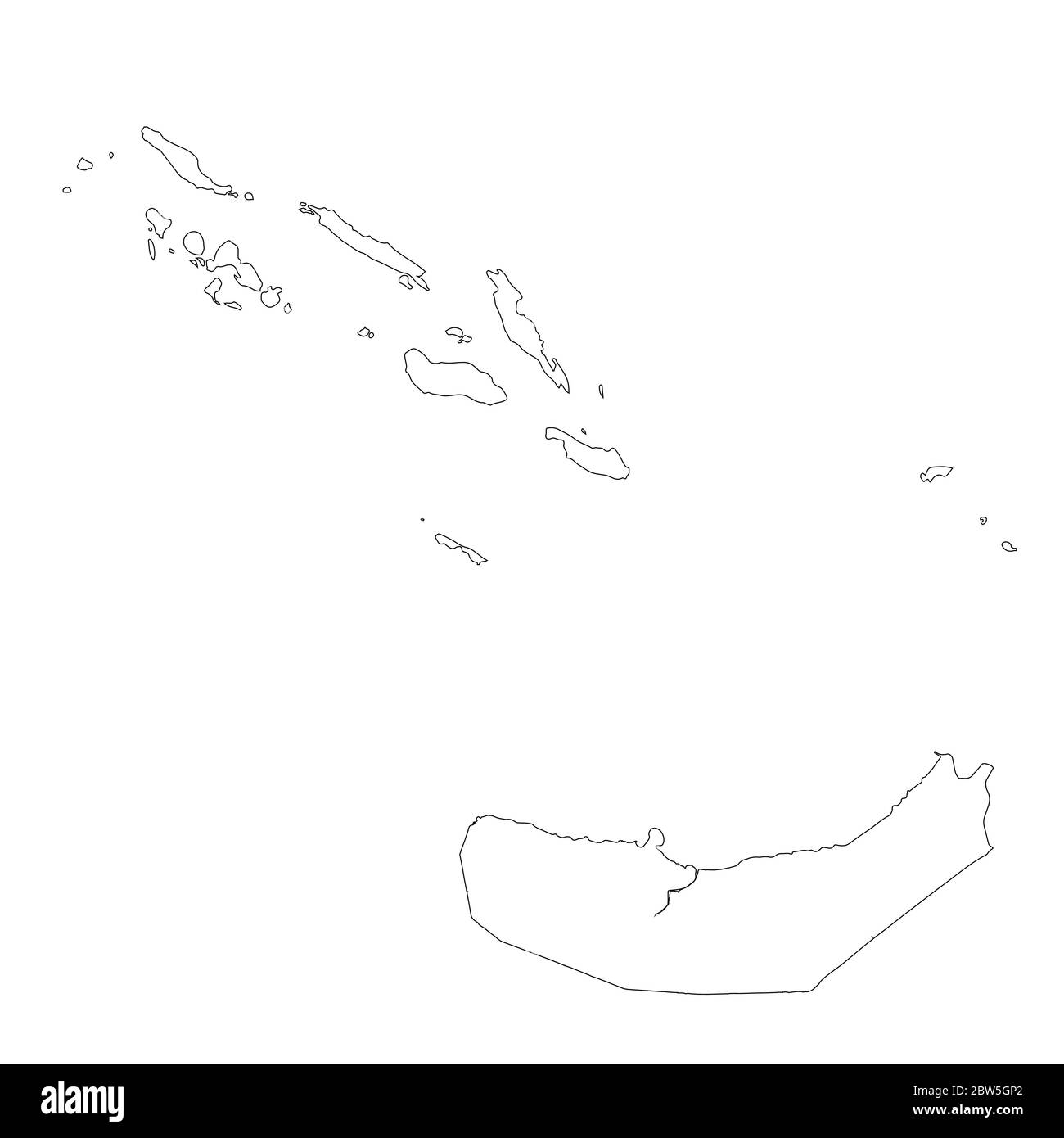 Vektorkarte Salomonen und Honiara. Land und Hauptstadt. Isolierte Vektorgrafik. Übersicht. EPS 10-Abbildung. Stock Vektor